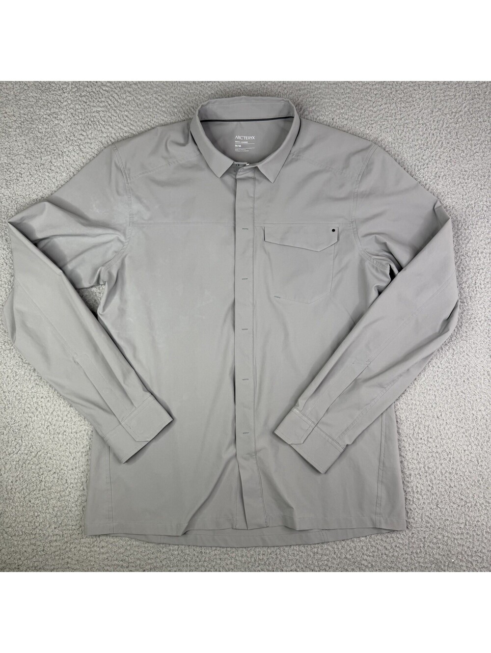 Arcteryx Skyline LS Shirt Mens M Grey Long Sleeve Snap Front Technical 19065